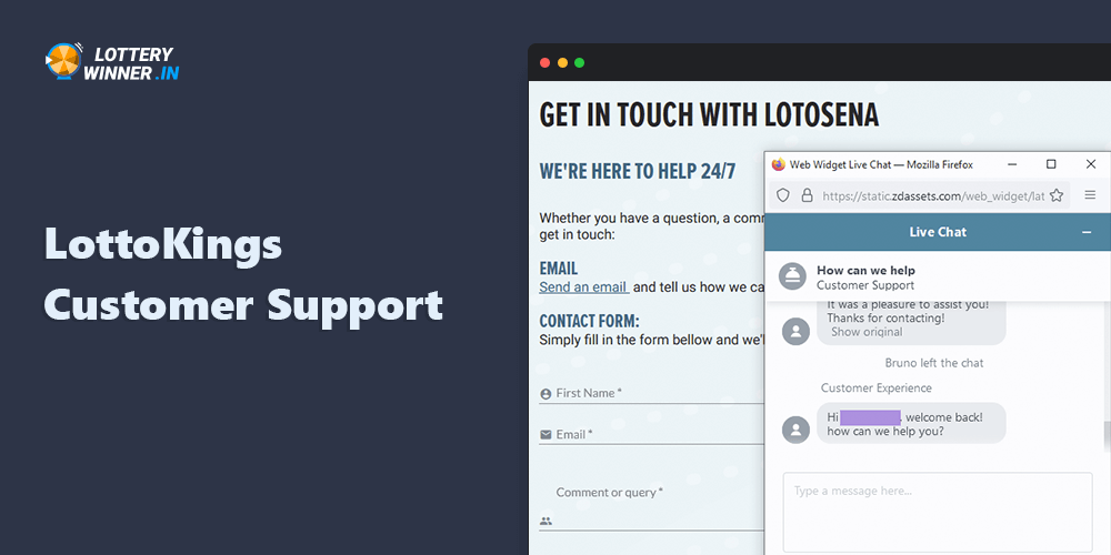 LottoKings players can get help using the online chat or email