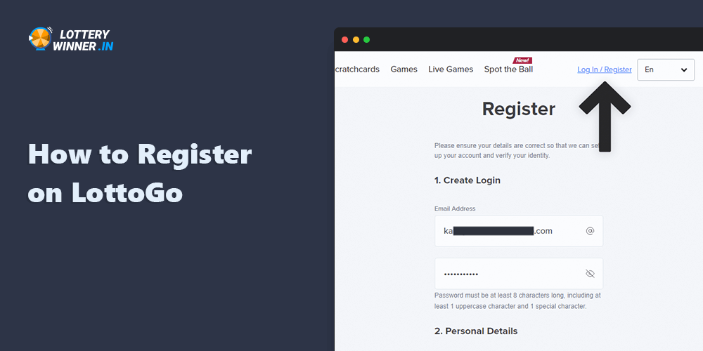 How to Register on LottoGo - step by step instruction for players from India