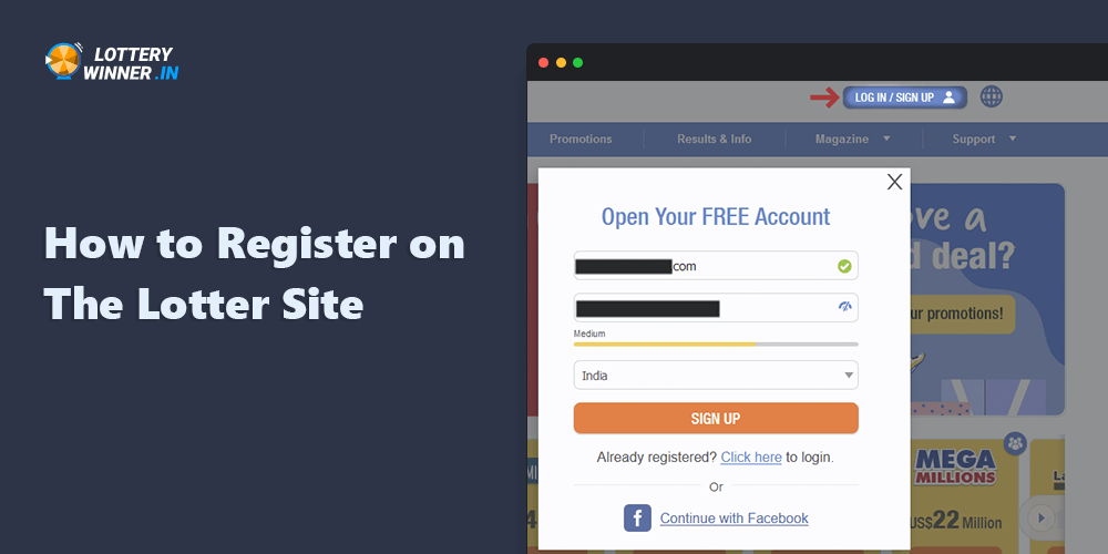 A step-by-step guide on how to sign up for The Lotter
