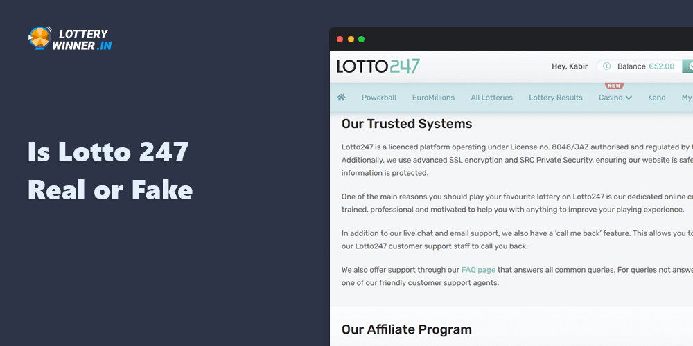 Lotto 247 website has all necessary permits and a special license