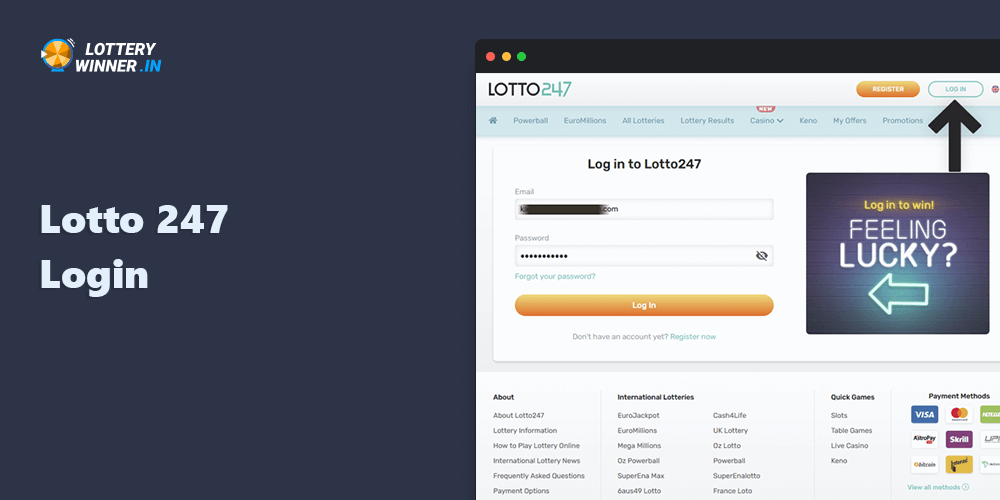 How to log in to Lotto 247 account